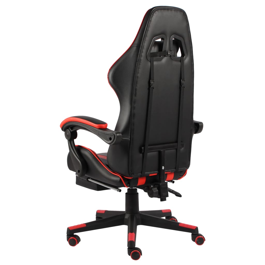 vidaXL Silla gaming con reposapiés cuero sintético negro y rojo