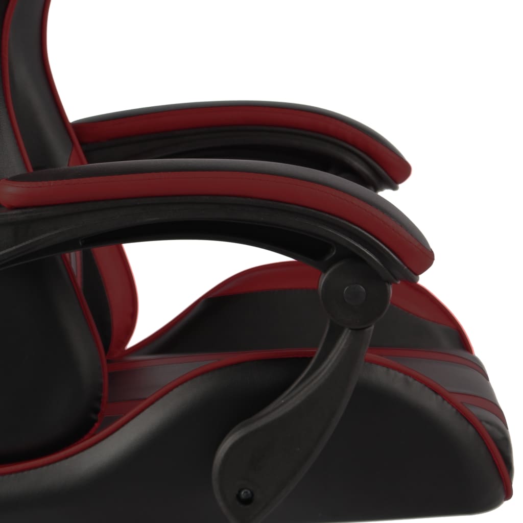 vidaXL Silla gaming con reposapiés cuero sintético negro y rojo tinto