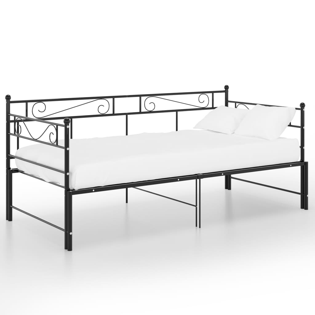 vidaXL Estructura sofá cama extraíble sin colchón metal negro 90x200cm