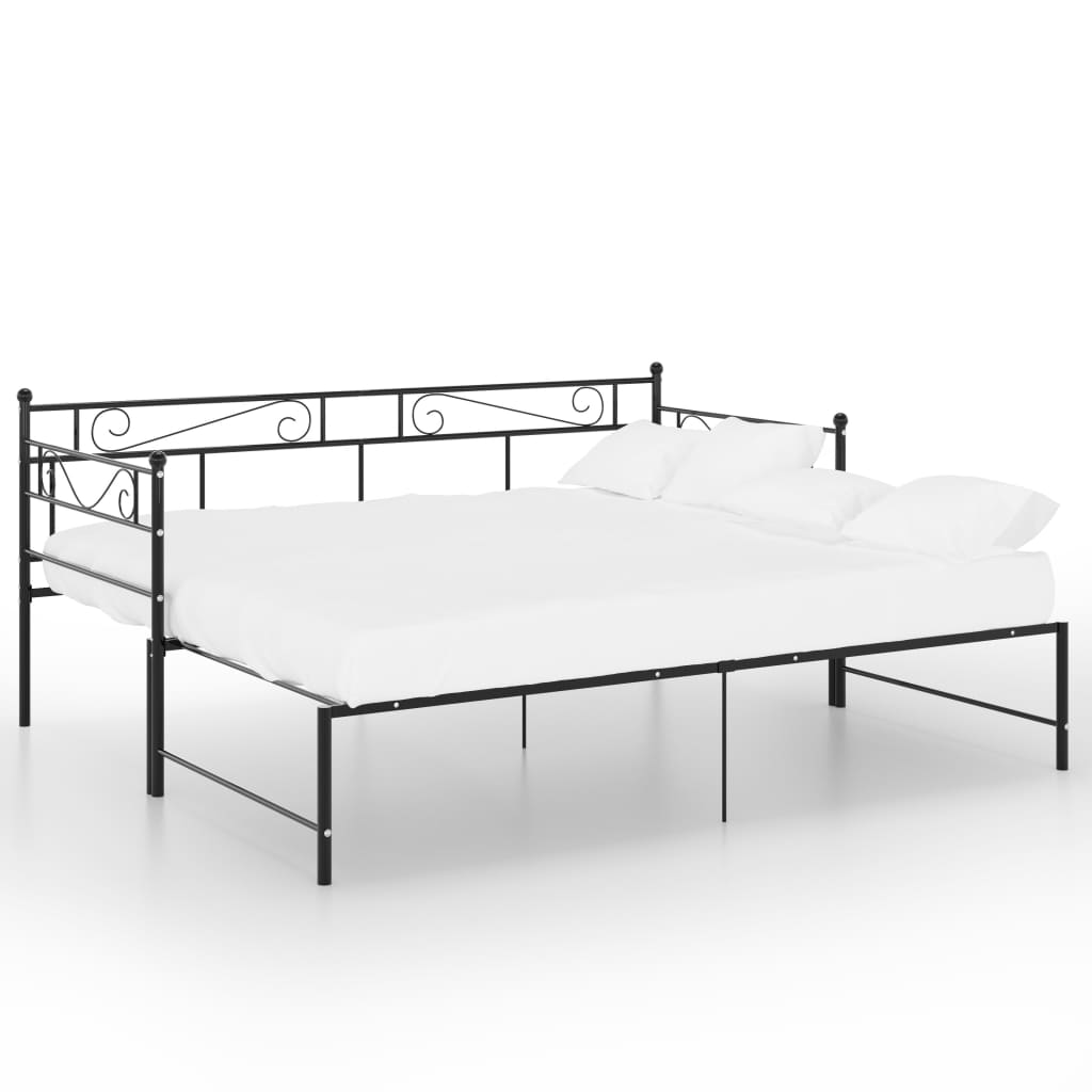 vidaXL Estructura sofá cama extraíble sin colchón metal negro 90x200cm