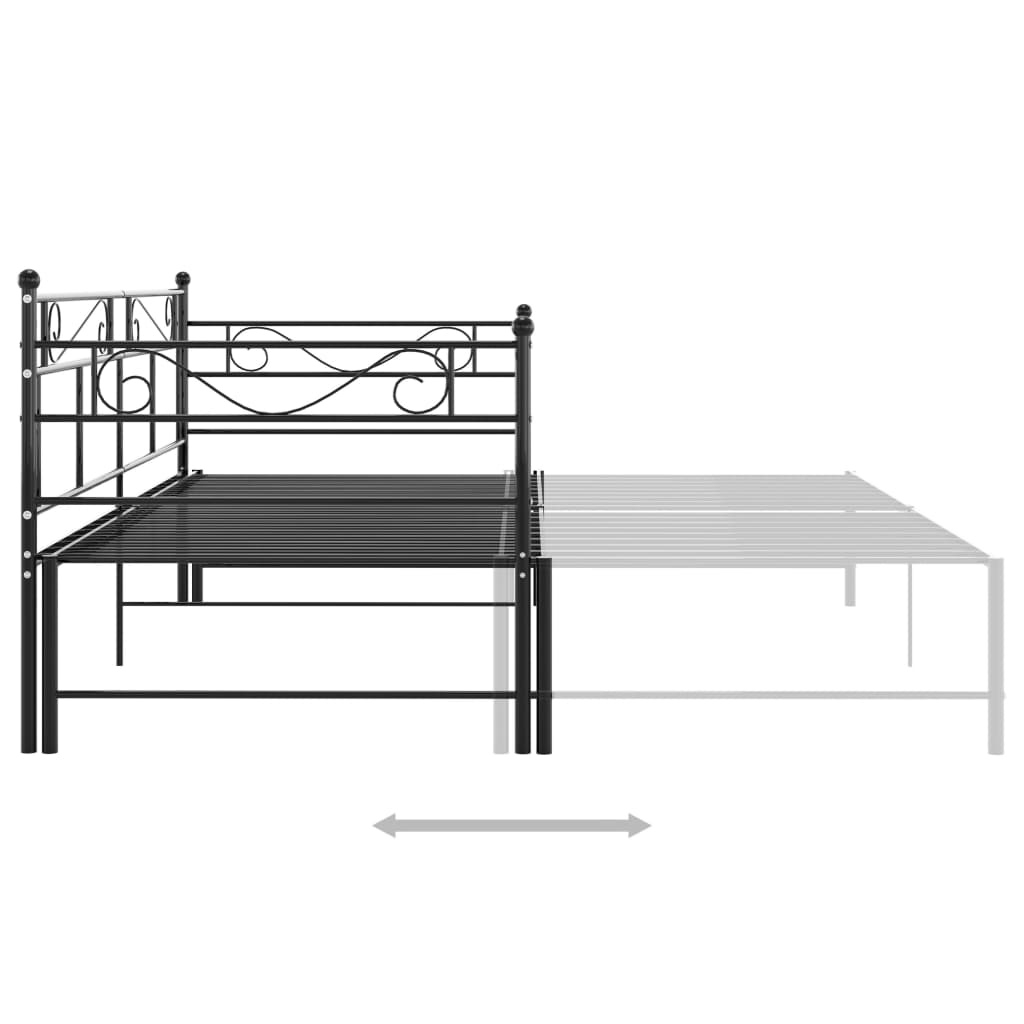 vidaXL Estructura sofá cama extraíble sin colchón metal negro 90x200cm