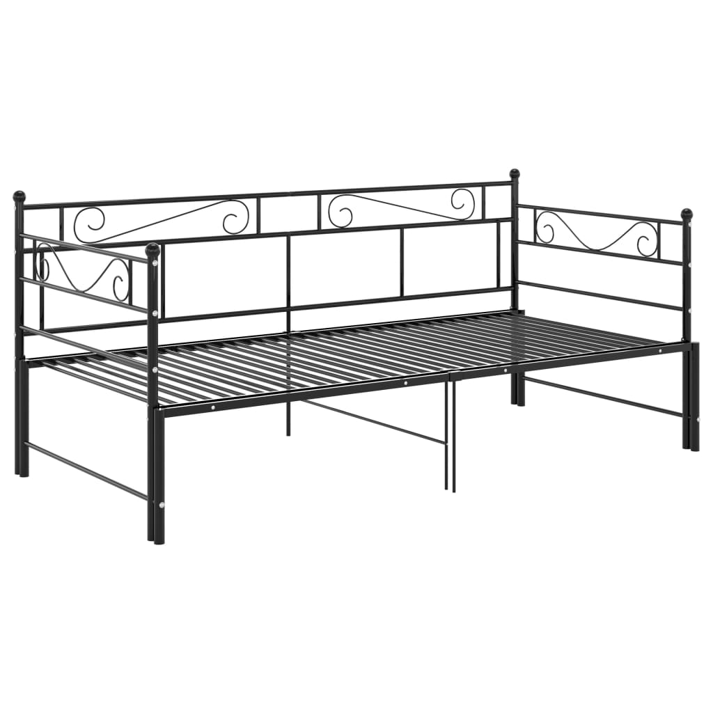 vidaXL Estructura sofá cama extraíble sin colchón metal negro 90x200cm