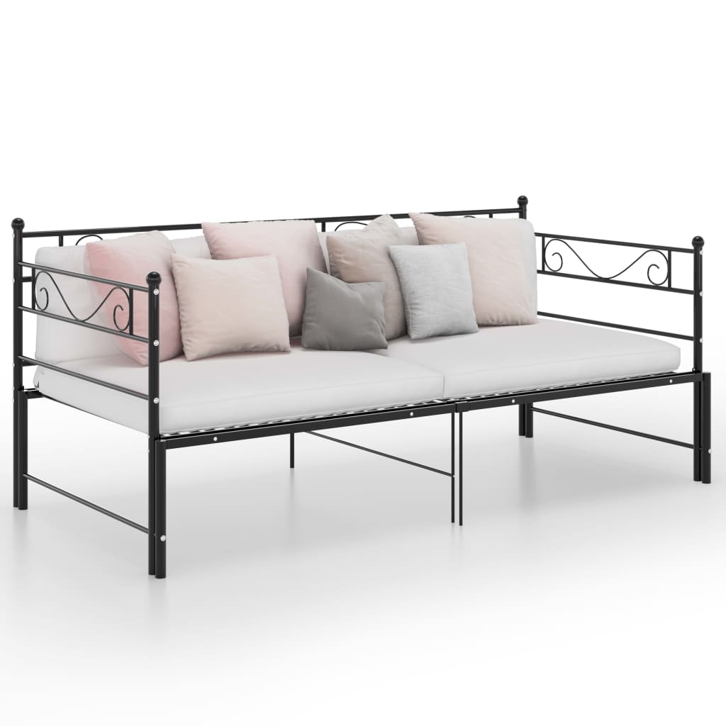 vidaXL Estructura sofá cama extraíble sin colchón metal negro 90x200cm