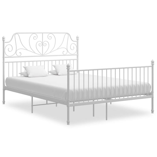 vidaXL Estructura cama con cabecero sin colchón metal blanco 160x200cm