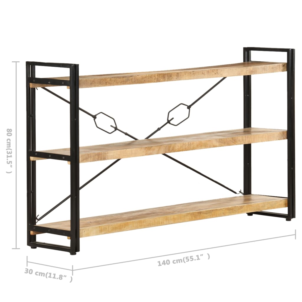 vidaXL Estantería de 3 niveles madera maciza de mango 140x30x80 cm