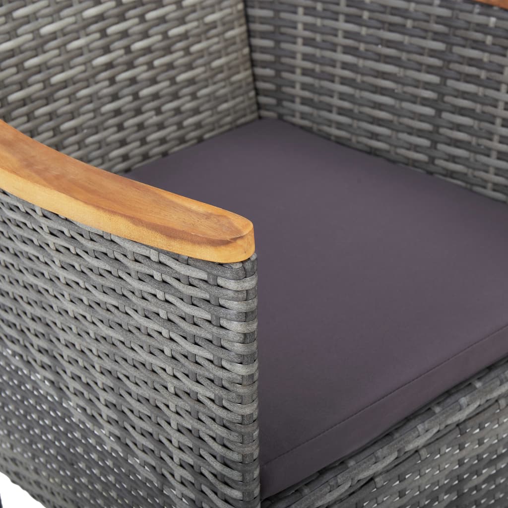 vidaXL Muebles de jardín 3 piezas ratán sintético gris y acacia