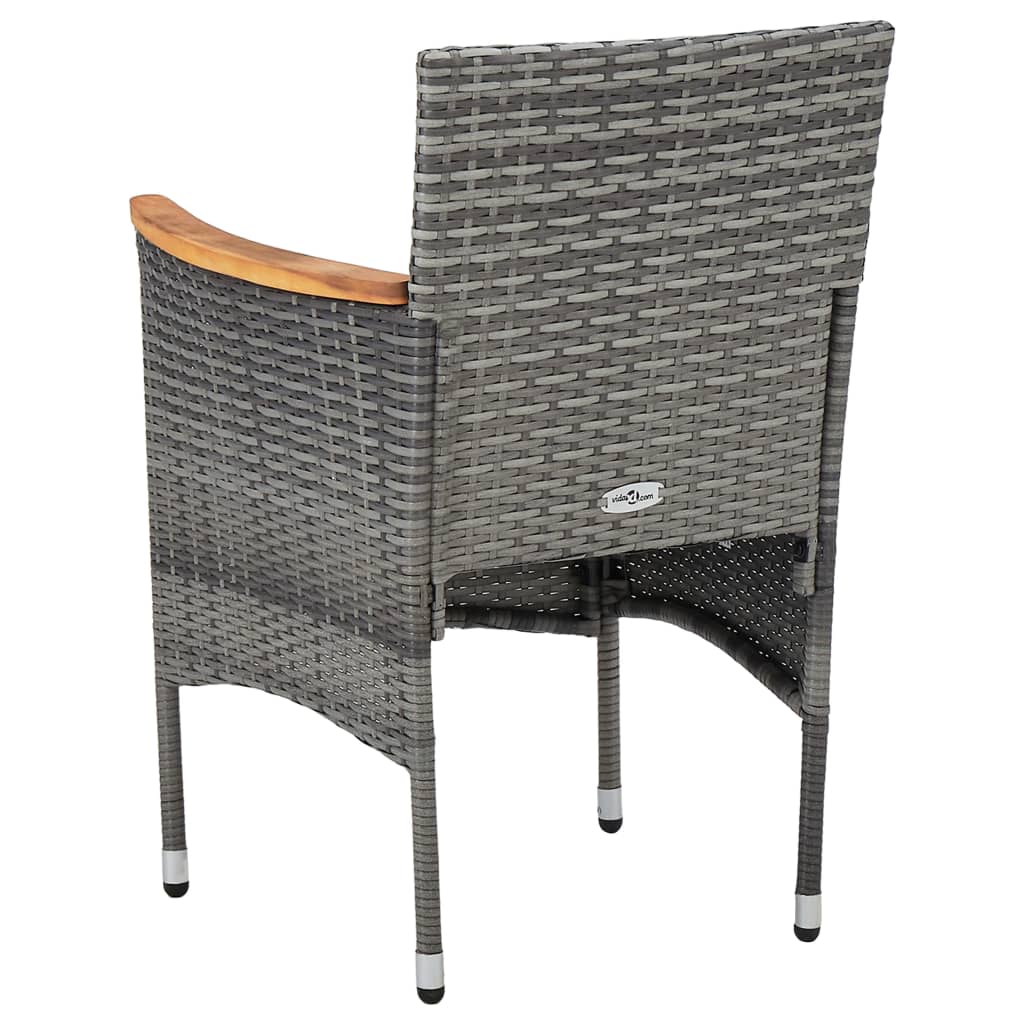 vidaXL Muebles de jardín 3 piezas ratán sintético gris y acacia