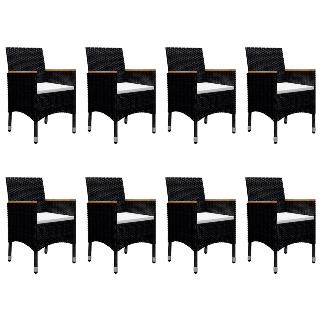 vidaXL Set de comedor de jardín 9 pzas ratán PE y madera acacia negro