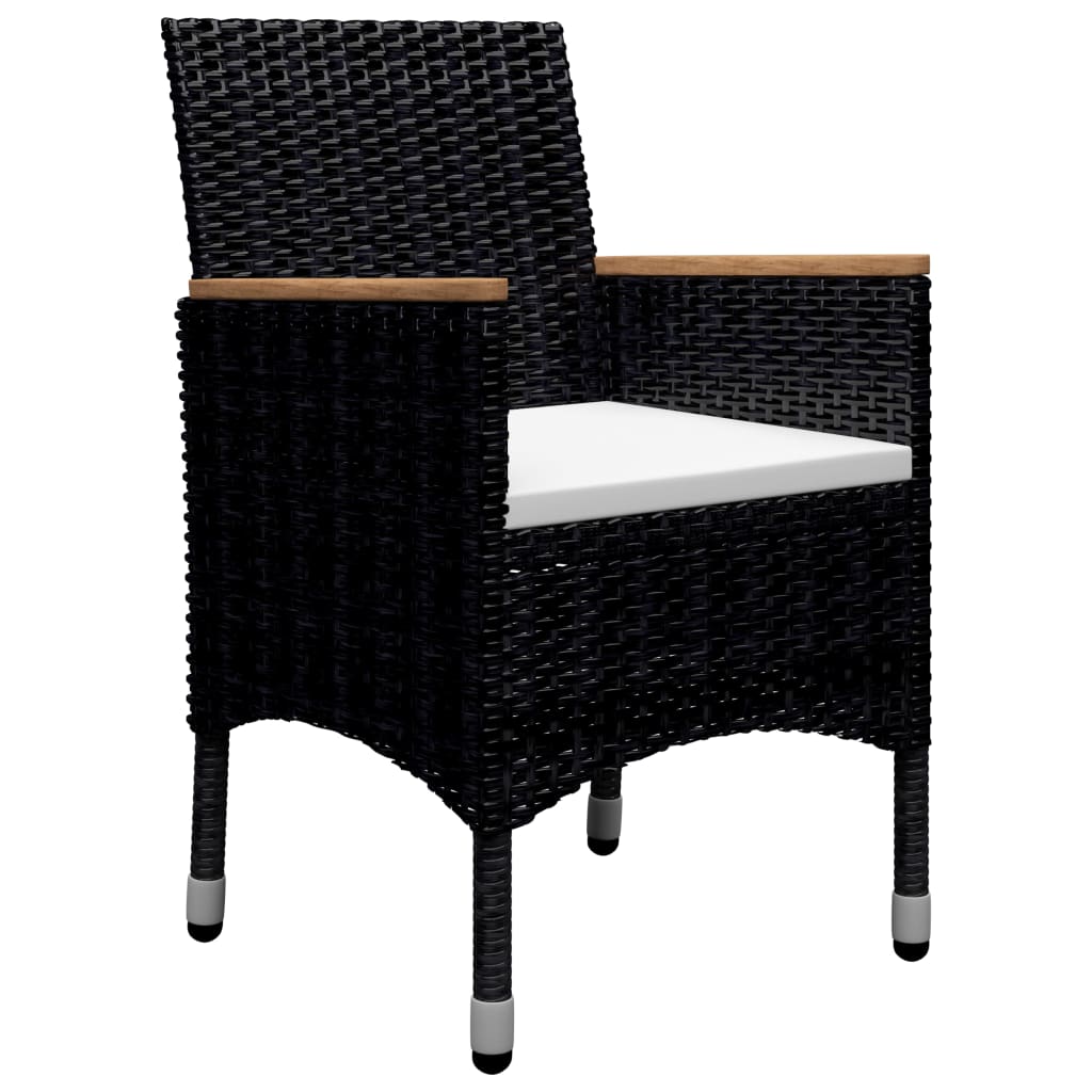 vidaXL Set de comedor de jardín 9 pzas ratán PE y madera acacia negro