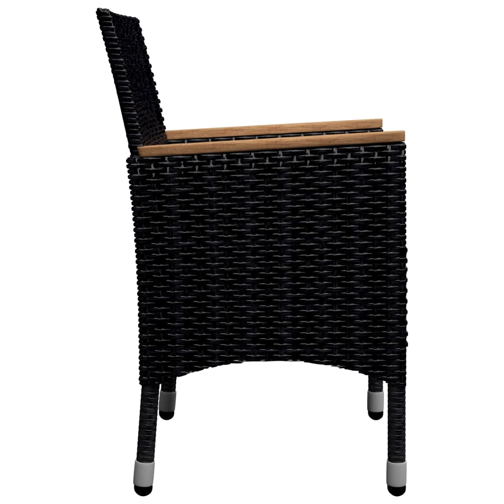 vidaXL Set de comedor de jardín 9 pzas ratán PE y madera acacia negro