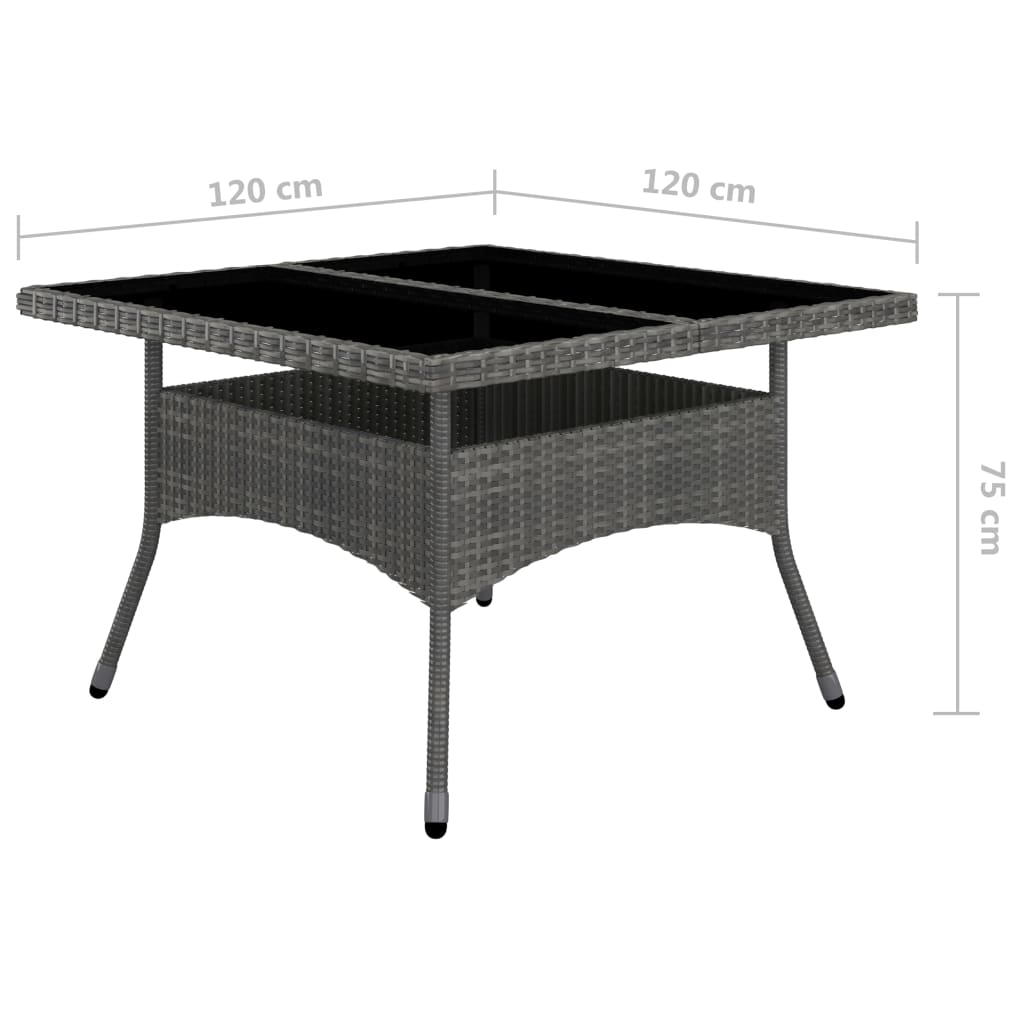 vidaXL Set de comedor de jardín 9 pzas ratán PE y madera acacia gris