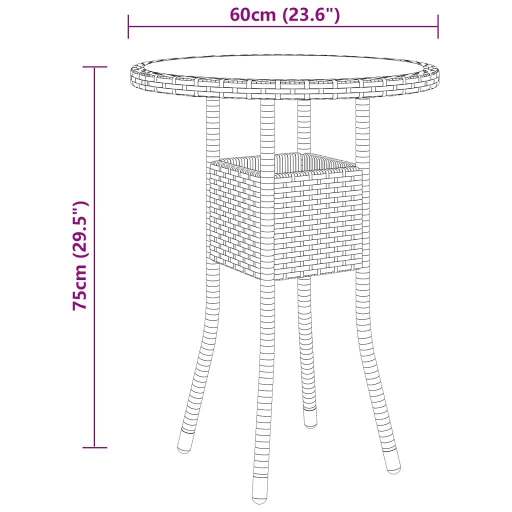 vidaXL Juego de comedor de jardín 3 piezas ratán sintético marrón