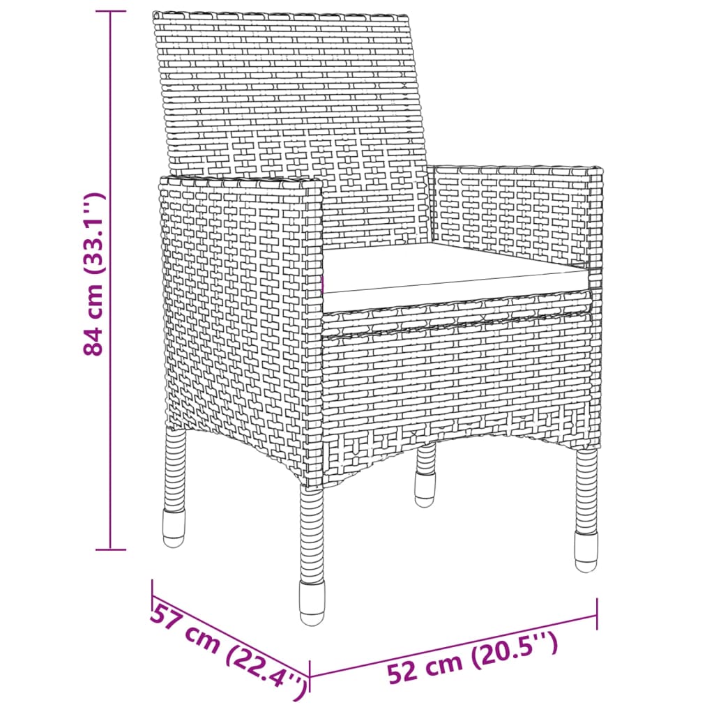 vidaXL Juego de comedor de jardín 3 piezas ratán sintético marrón