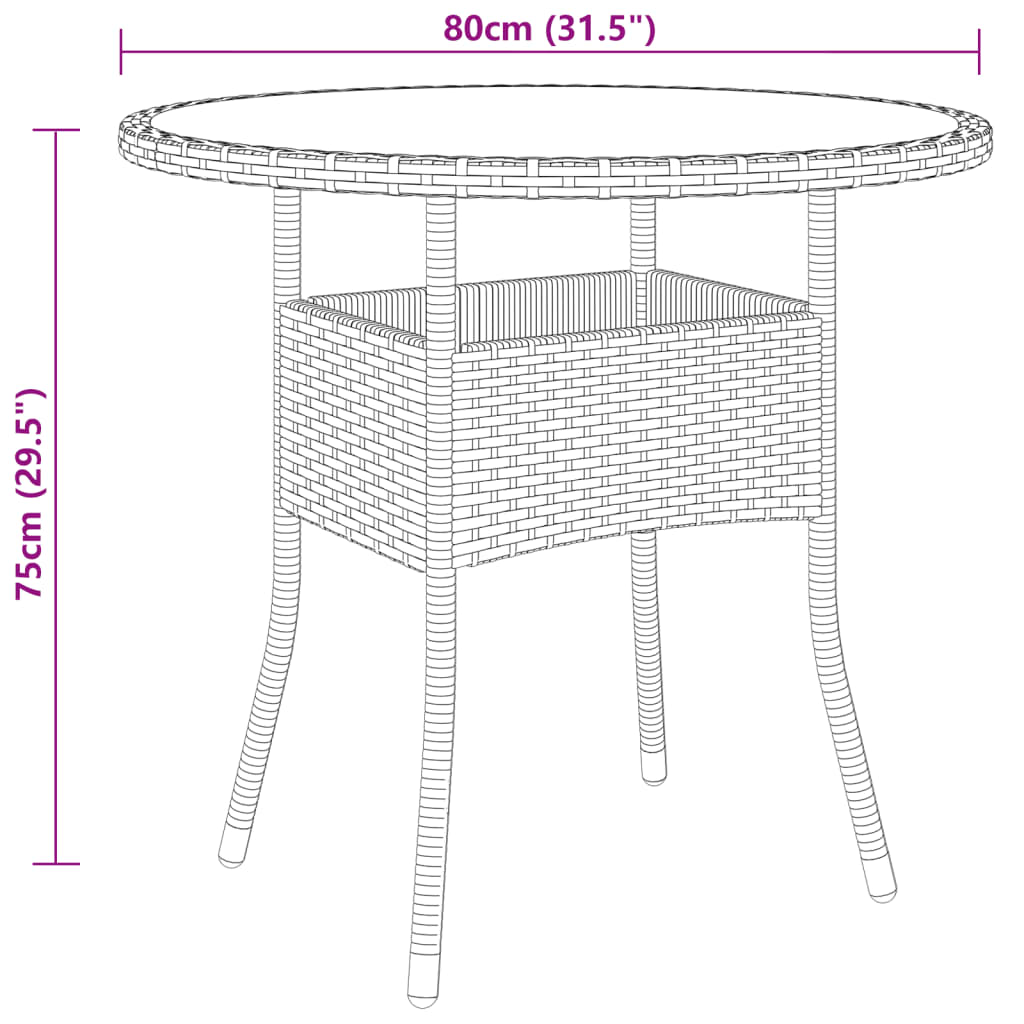 vidaXL Juego comedor de jardín 3 piezas ratán sintético gris