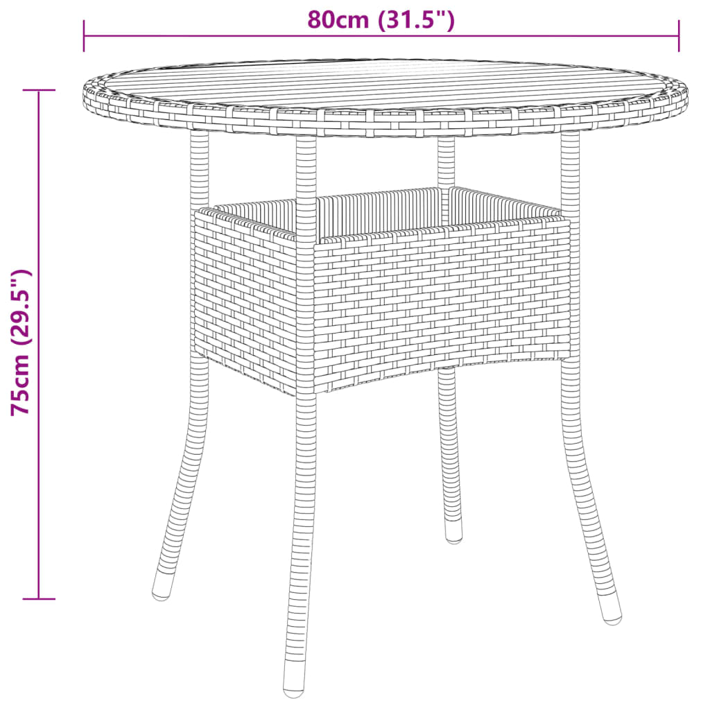 vidaXL Juego comedor de jardín 3 piezas ratán sintético gris