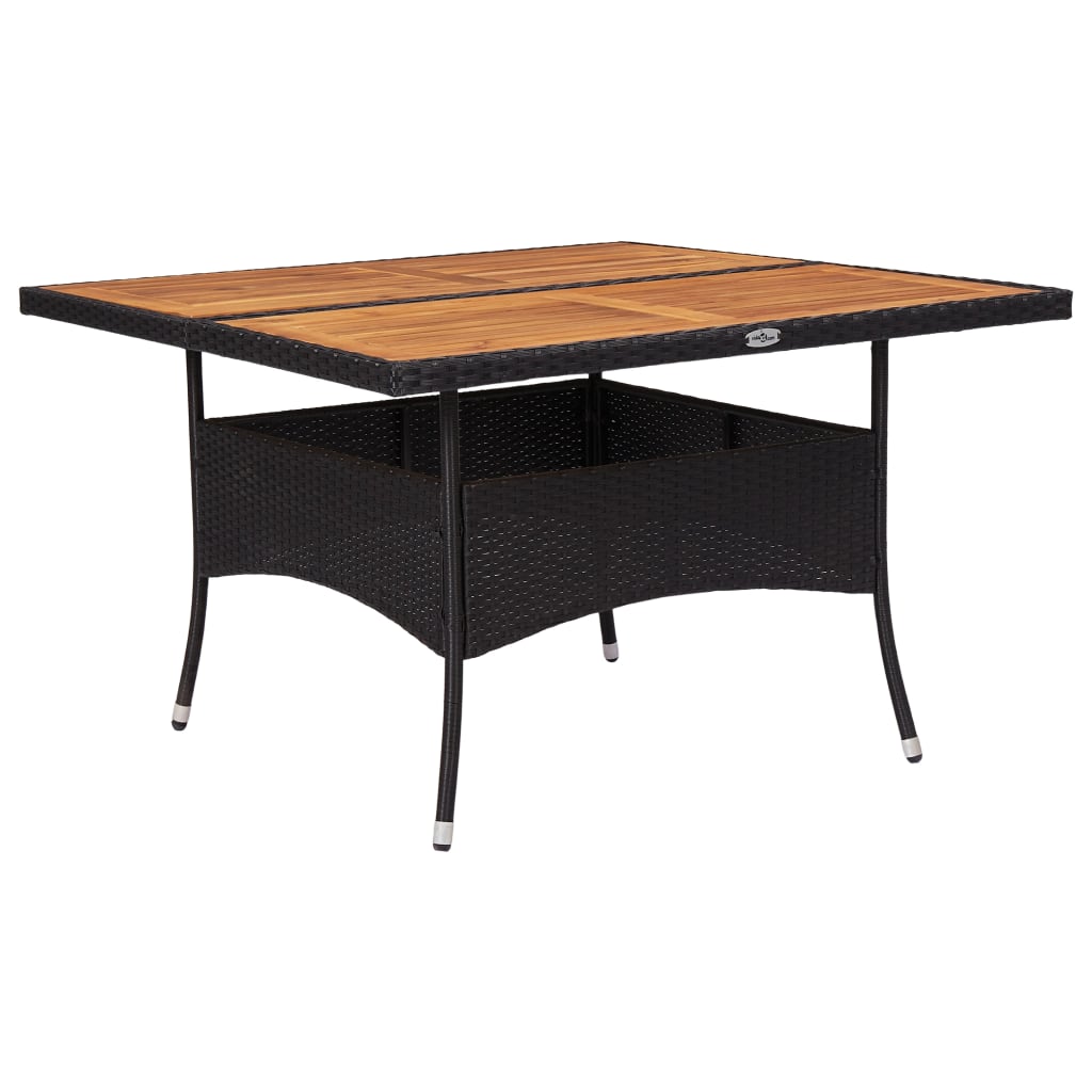 vidaXL Set de comedor de jardín 9 pzas ratán PE y madera acacia negro