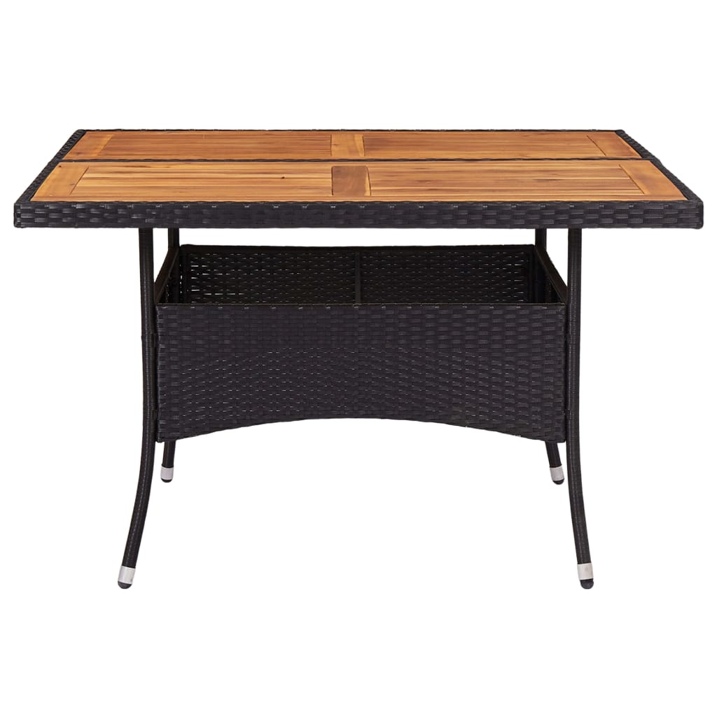 vidaXL Set de comedor de jardín 9 pzas ratán PE y madera acacia negro