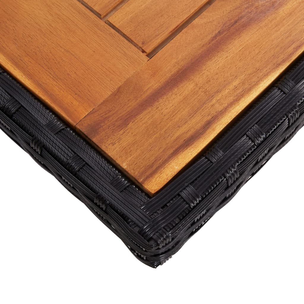 vidaXL Set de comedor de jardín 9 pzas ratán PE y madera acacia negro