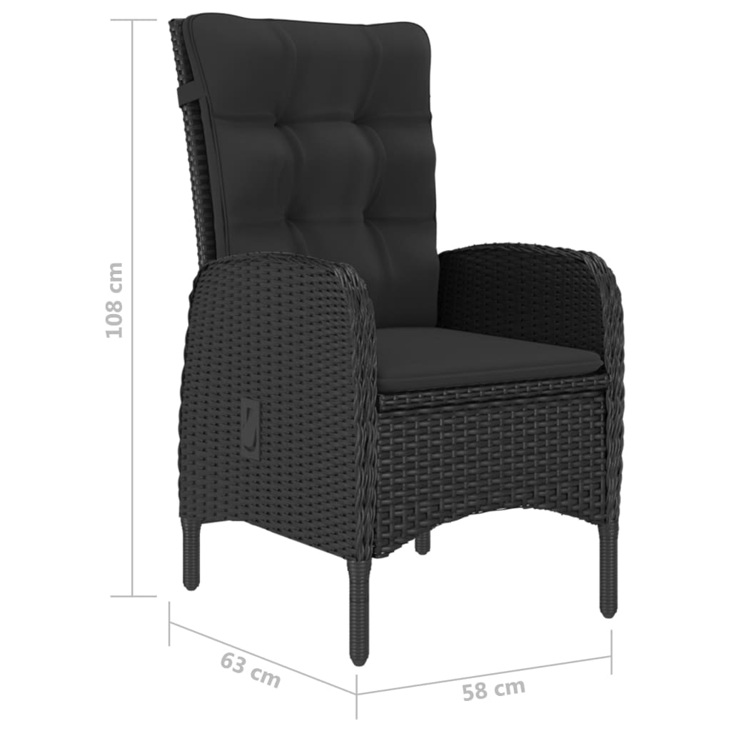 vidaXL Set de comedor de jardín 9 pzas ratán PE y madera acacia negro