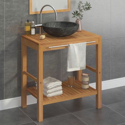 vidaXL Mueble tocador madera teca maciza con lavabo de mármol negro