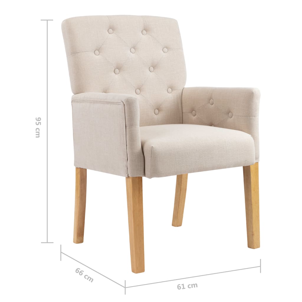 vidaXL Sillas de comedor con reposabrazos 6 unidades de tela beige