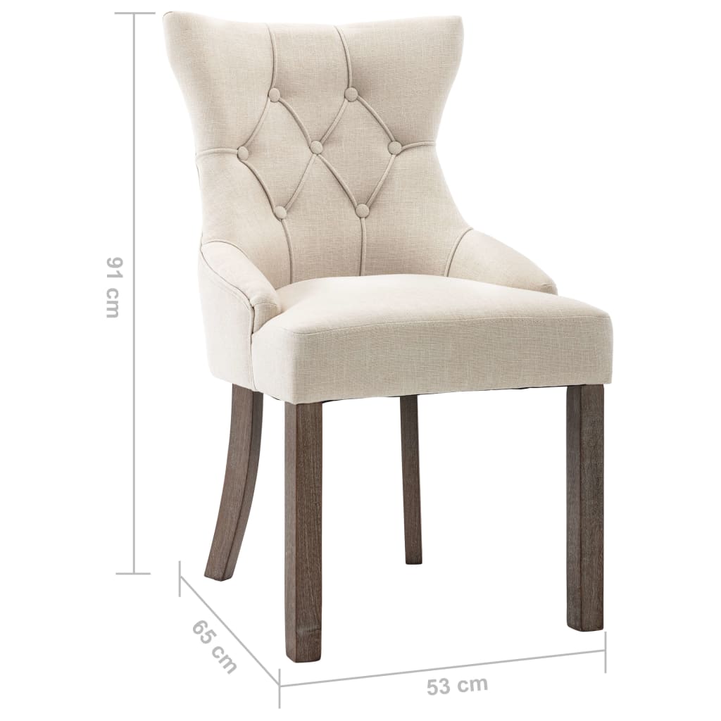 vidaXL Sillas de comedor 4 unidades tela beige