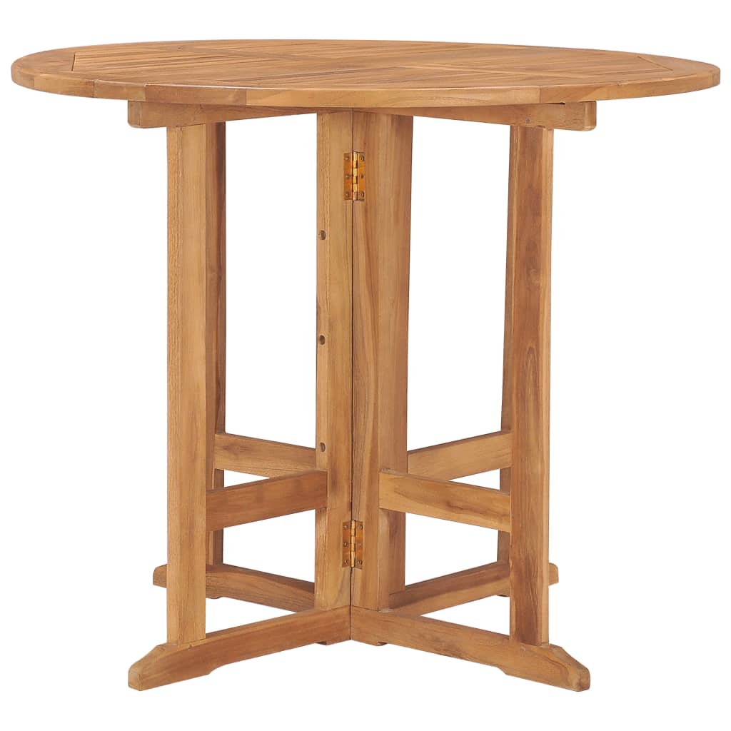 vidaXL Mesa de comedor plegable para jardín madera de teca Ø90x75 cm