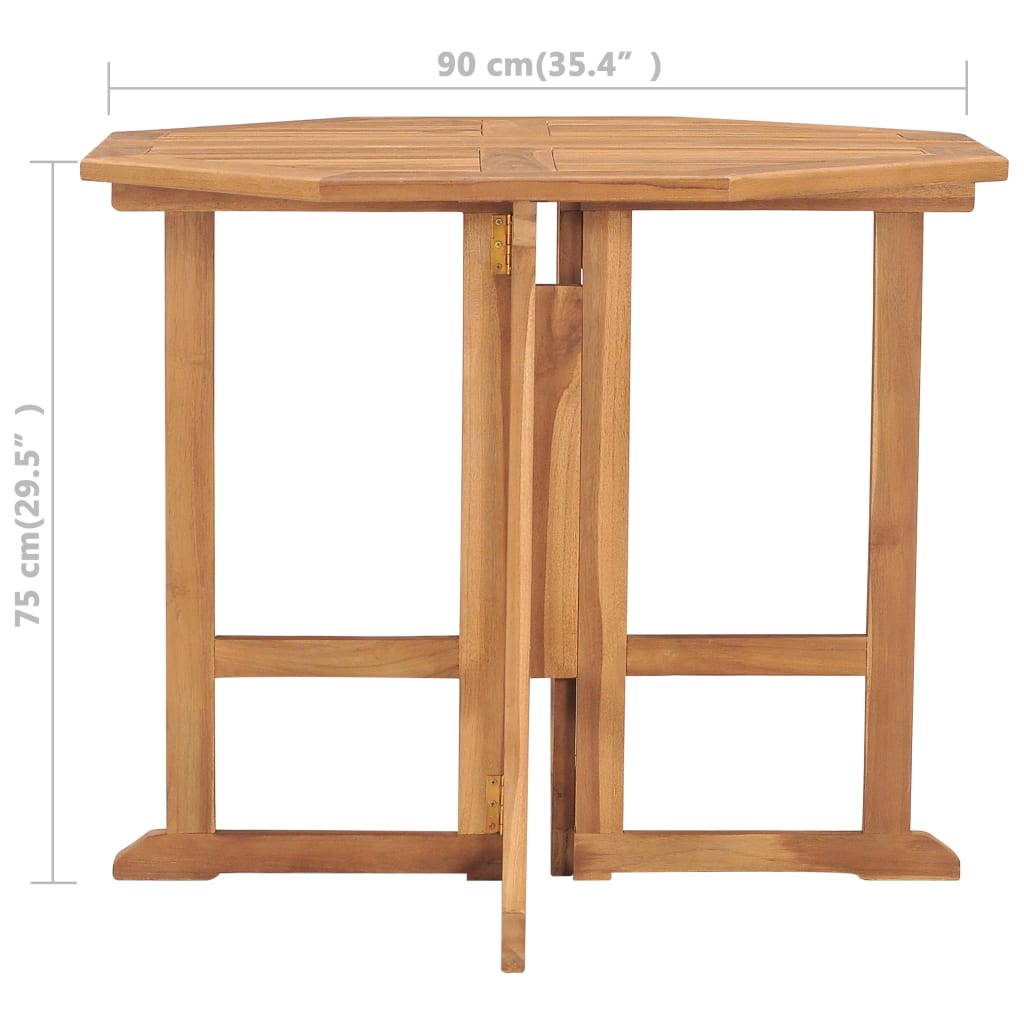 vidaXL Mesa de comedor plegable para jardín madera de teca 90x90x75 cm