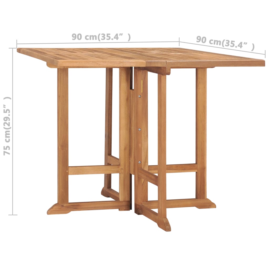 vidaXL Mesa de comedor plegable para jardín madera de teca 90x90x75 cm