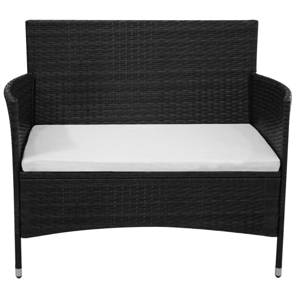 vidaXL Set muebles de jardín 2 piezas con cojín ratán sintético negro