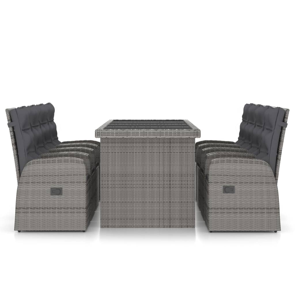 vidaXL Set de comedor de jardín 9 pzas y cojines ratán sintético gris