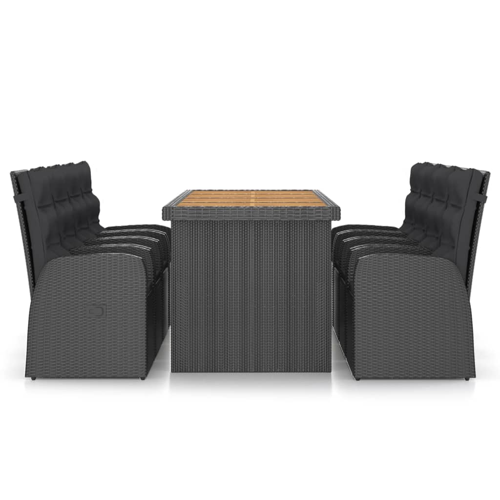 vidaXL Set comedor de jardín 9 piezas y cojines ratán sintético negro