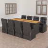 vidaXL Set comedor de jardín 9 piezas y cojines ratán sintético negro