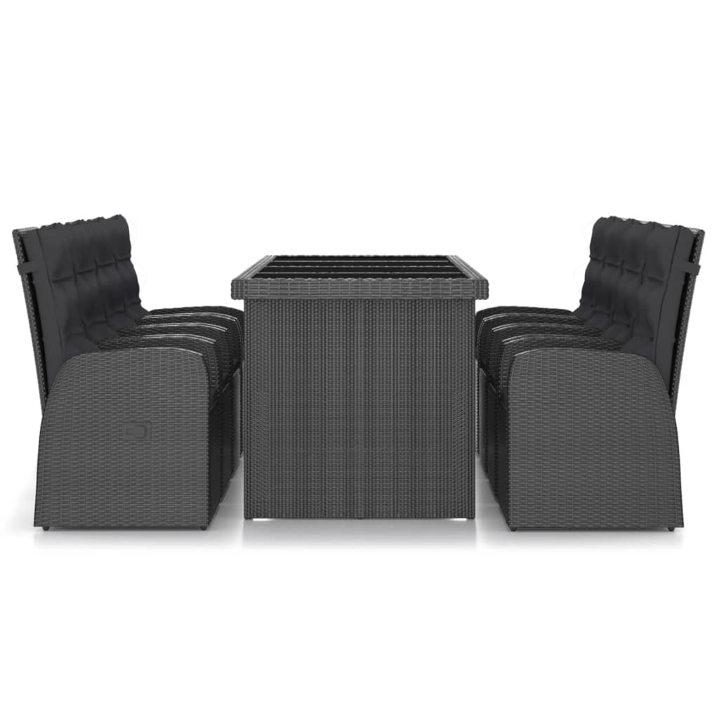 vidaXL Set comedor de jardín 9 piezas y cojines ratán sintético negro