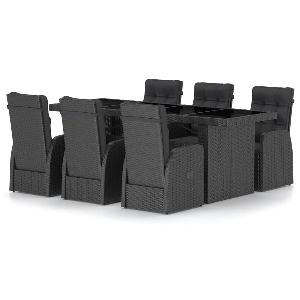 vidaXL Juego de comedor de jardín 7 piezas ratán sintético negro