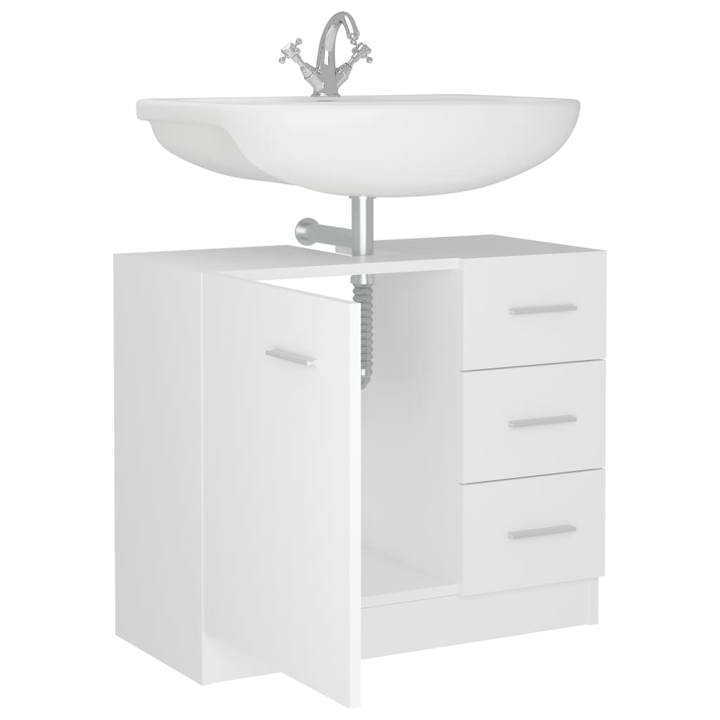 vidaXL Armario para lavabo madera contrachapada blanco 63x30x54 cm