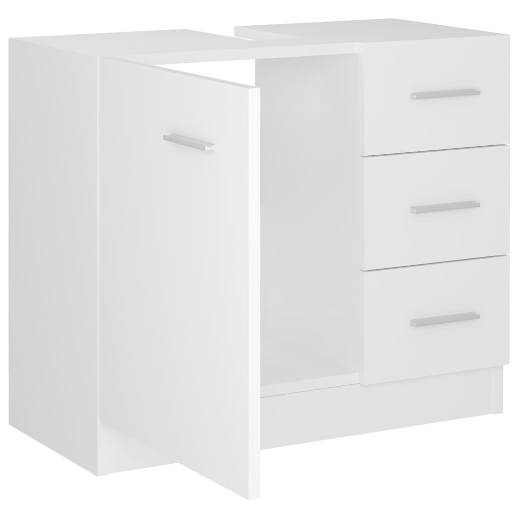 vidaXL Armario para lavabo madera contrachapada blanco 63x30x54 cm