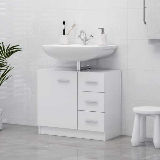 vidaXL Armario para lavabo madera contrachapada blanco 63x30x54 cm