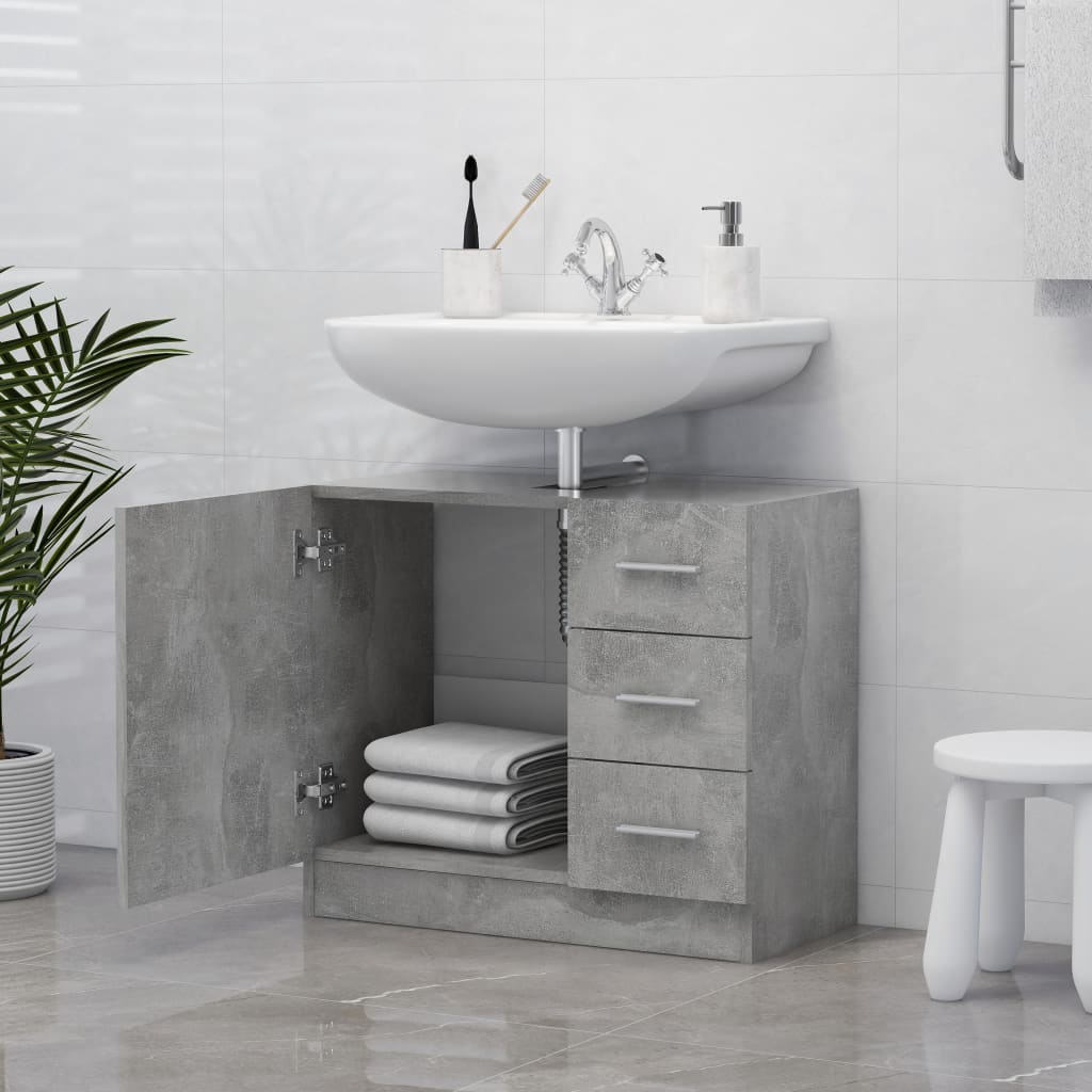 vidaXL Armario para lavabo contrachapada gris hormigón 63x30x54 cm