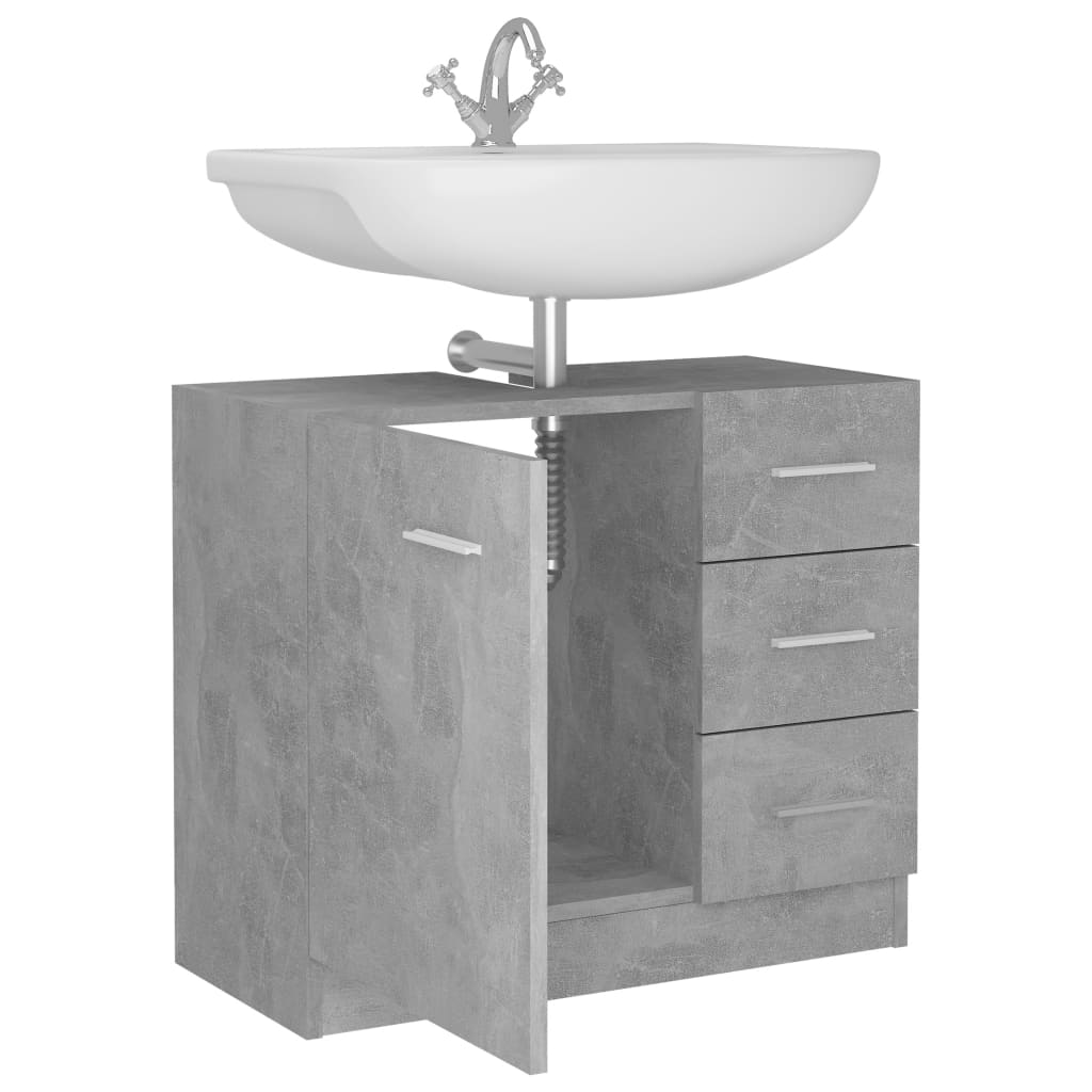 vidaXL Armario para lavabo contrachapada gris hormigón 63x30x54 cm