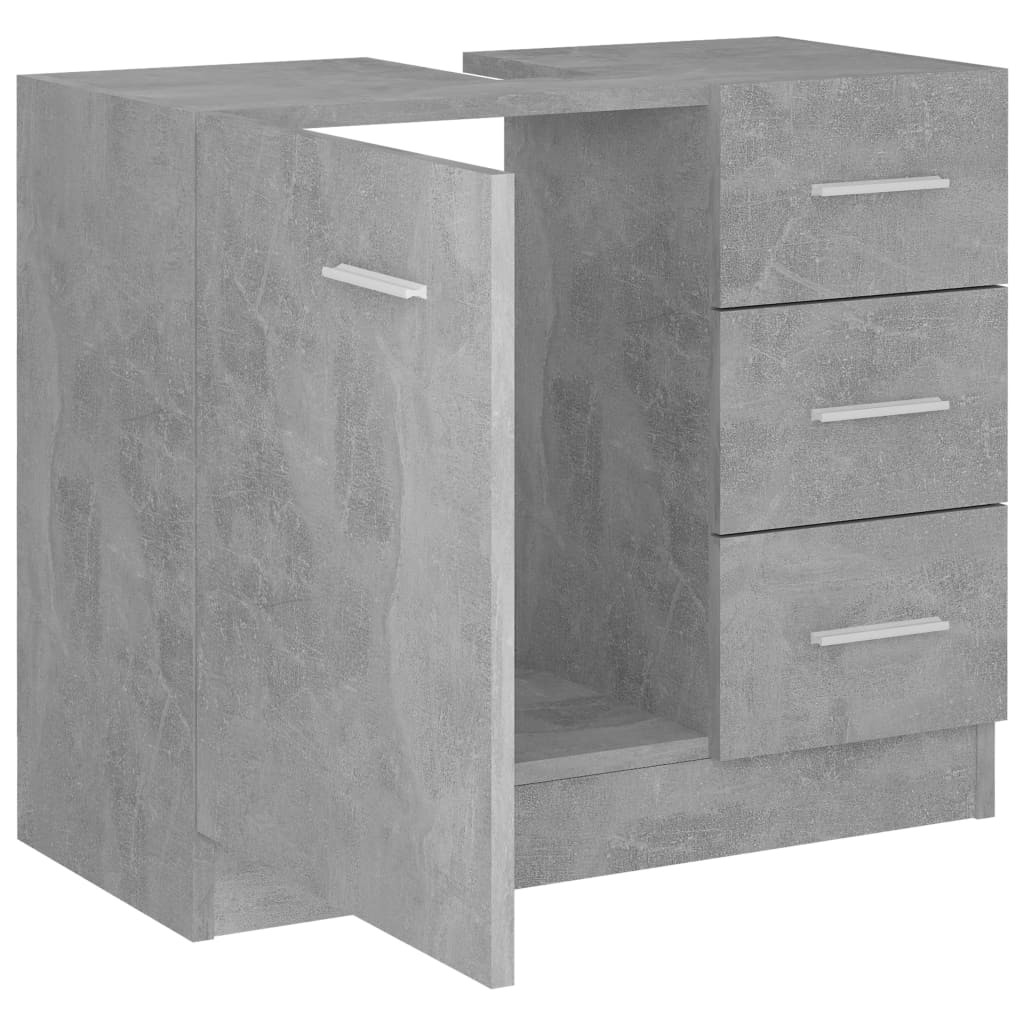 vidaXL Armario para lavabo contrachapada gris hormigón 63x30x54 cm