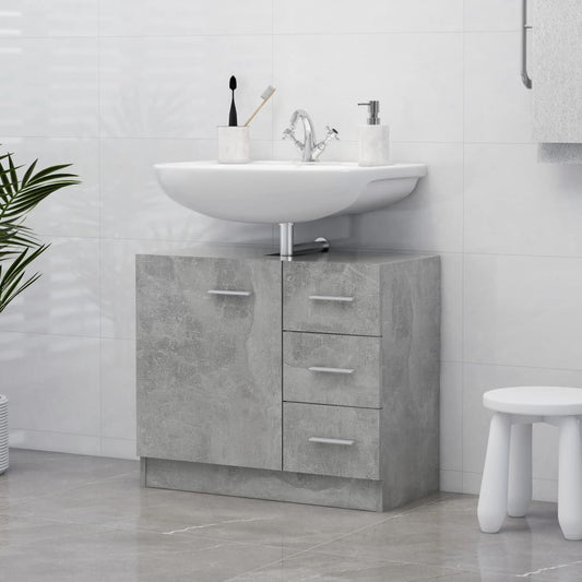 vidaXL Armario para lavabo contrachapada gris hormigón 63x30x54 cm