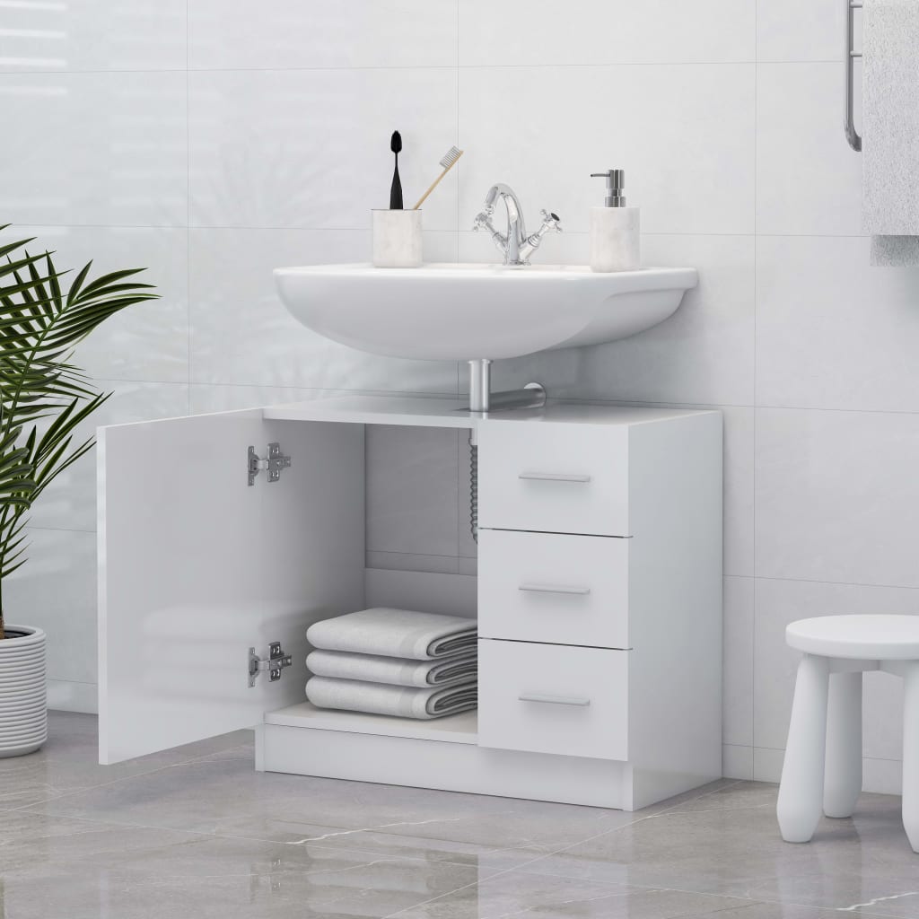 vidaXL Armario para lavabo madera contrachapada blanco 63x30x54 cm