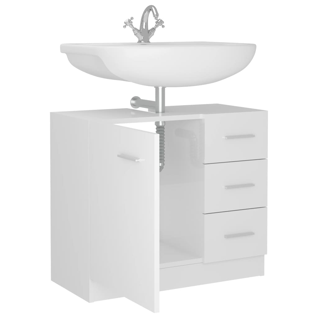 vidaXL Armario para lavabo madera contrachapada blanco 63x30x54 cm