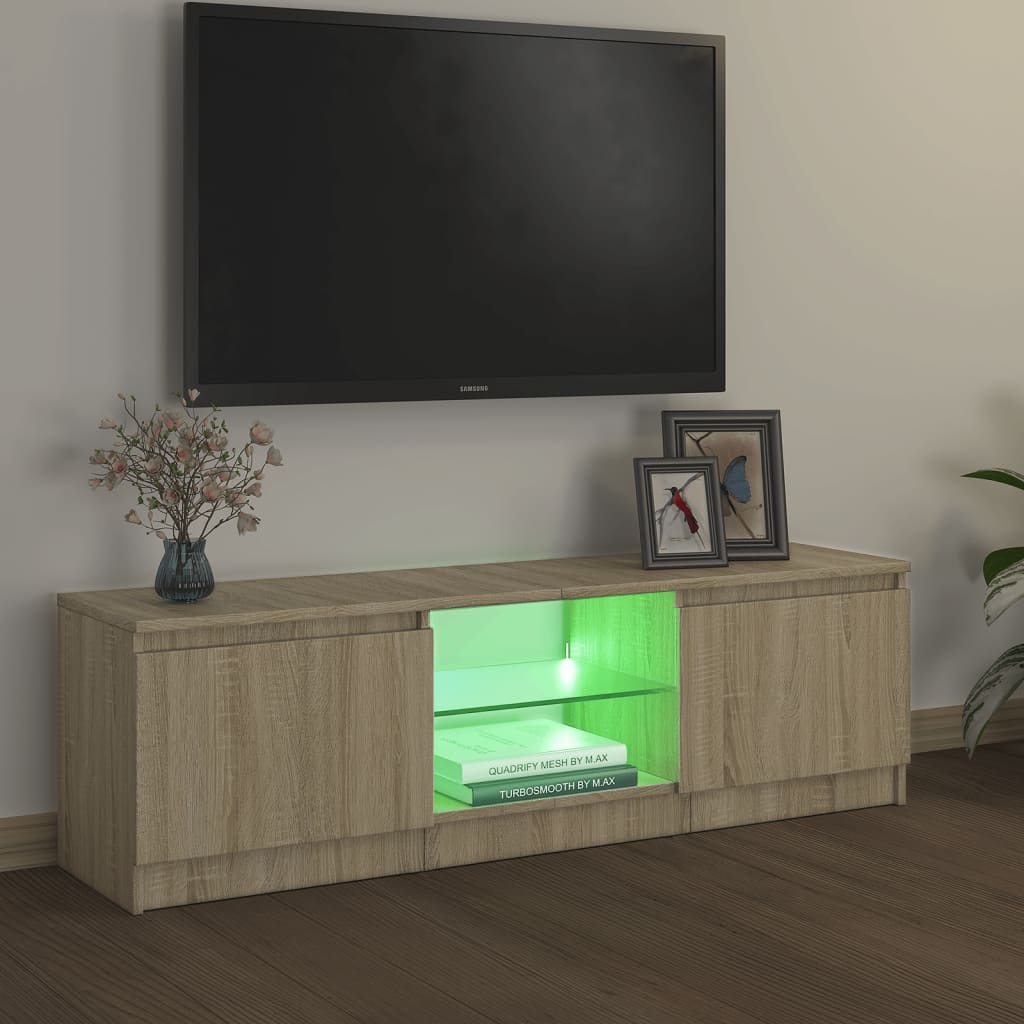 vidaXL Armario TV con luces LED roble Sonoma 120x30x35,5 cm