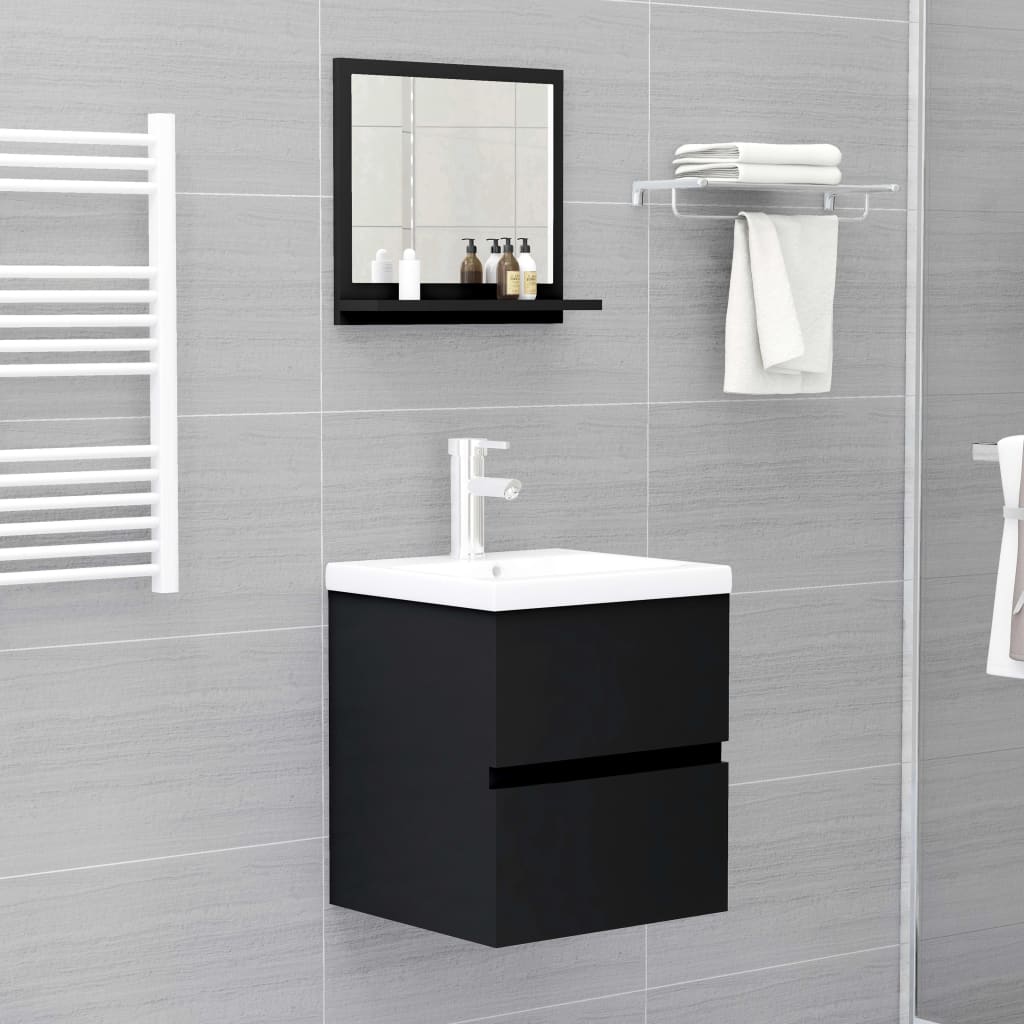 vidaXL Espejo de baño madera contrachapada negro 40x10,5x37 cm