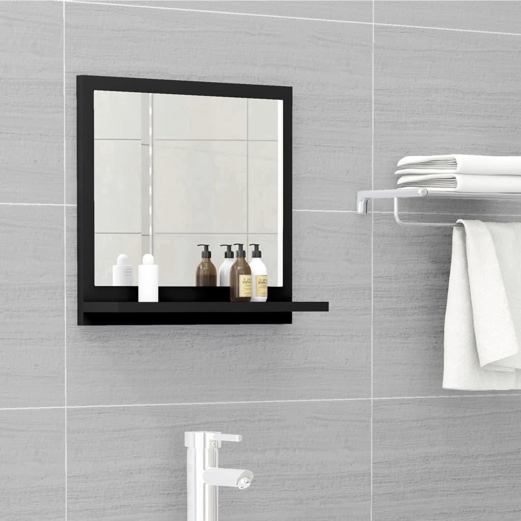 vidaXL Espejo de baño madera contrachapada negro 40x10,5x37 cm