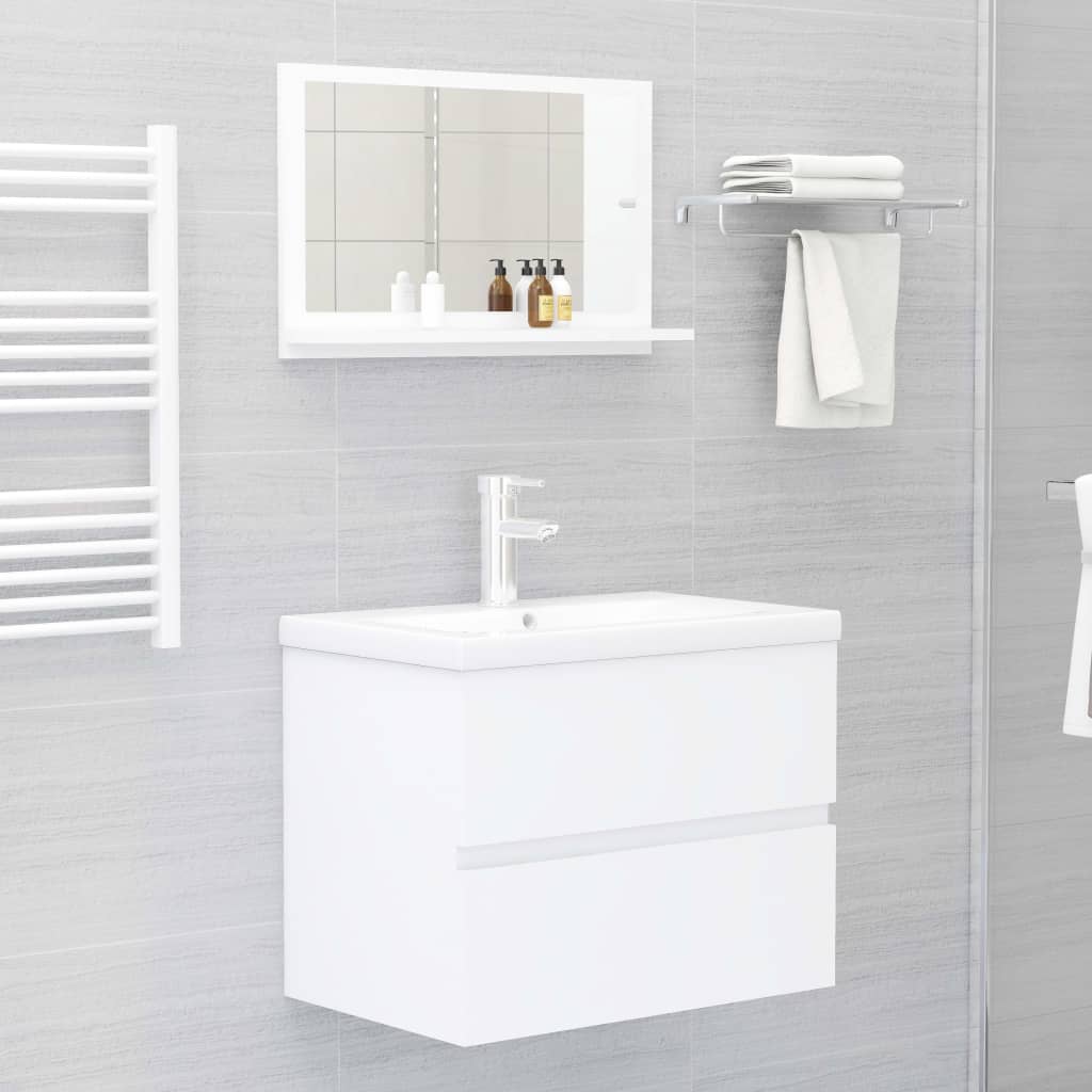 vidaXL Espejo de baño madera contrachapada blanco 60x10,5x37 cm