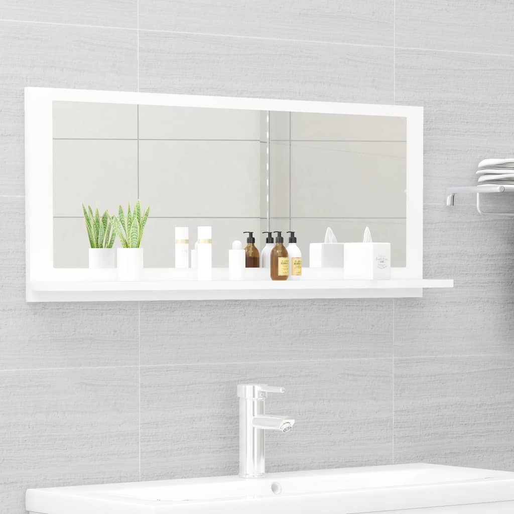 vidaXL Espejo de baño madera contrachapada blanco 90x10,5x37 cm