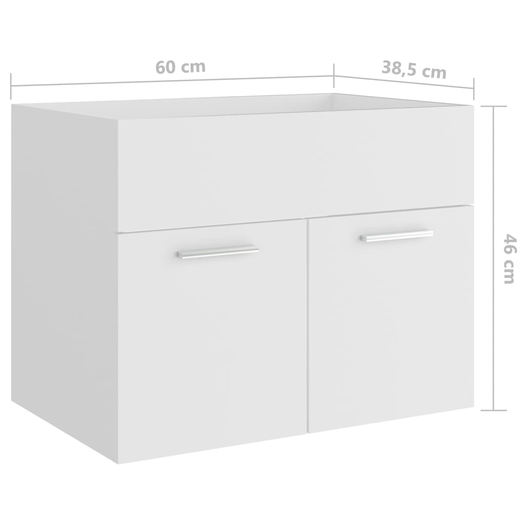 vidaXL Armario para lavabo madera contrachapada blanco 60x38,5x46 cm